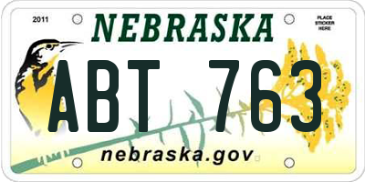 NE license plate ABT763