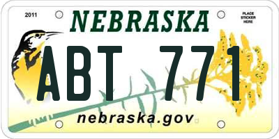 NE license plate ABT771