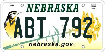 NE license plate ABT792