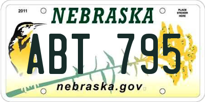 NE license plate ABT795