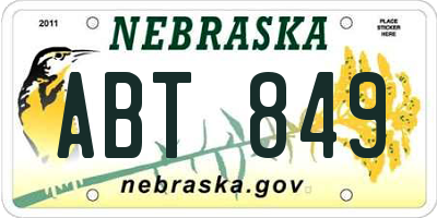 NE license plate ABT849