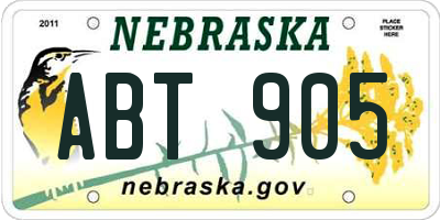NE license plate ABT905