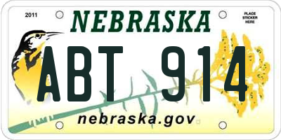 NE license plate ABT914