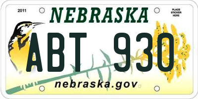 NE license plate ABT930