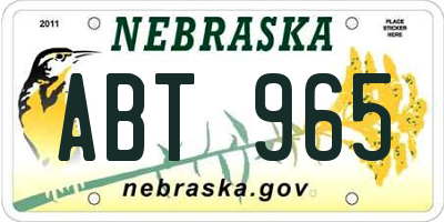 NE license plate ABT965