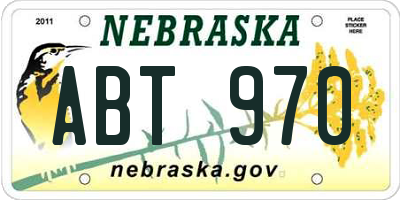 NE license plate ABT970