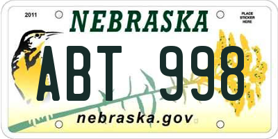 NE license plate ABT998