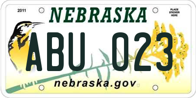 NE license plate ABU023