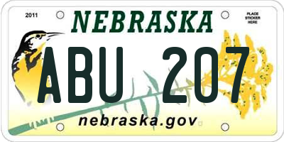 NE license plate ABU207