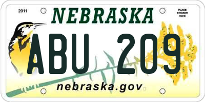 NE license plate ABU209