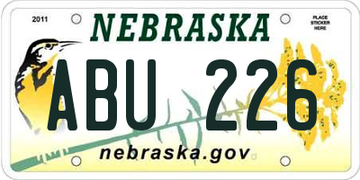 NE license plate ABU226