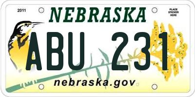 NE license plate ABU231