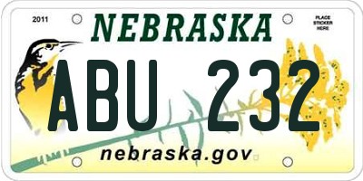 NE license plate ABU232