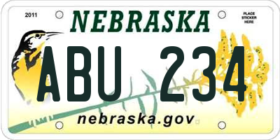 NE license plate ABU234