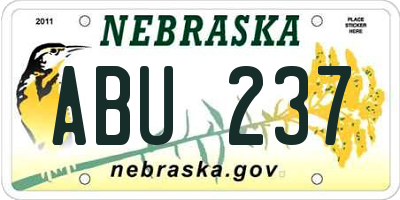 NE license plate ABU237