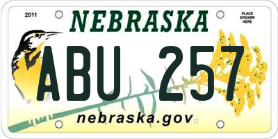 NE license plate ABU257