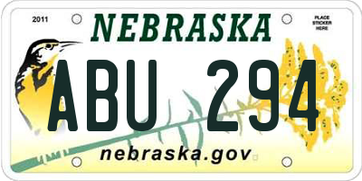 NE license plate ABU294