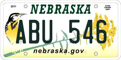 NE license plate ABU546