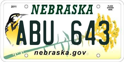 NE license plate ABU643