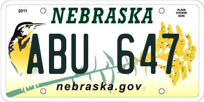 NE license plate ABU647