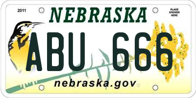 NE license plate ABU666