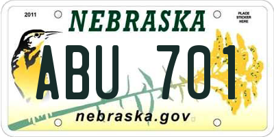 NE license plate ABU701