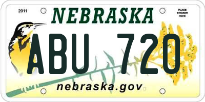 NE license plate ABU720