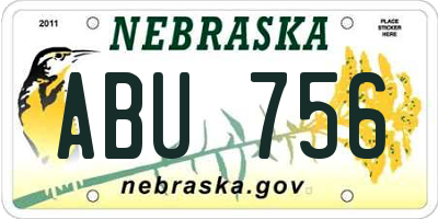 NE license plate ABU756