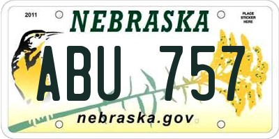 NE license plate ABU757