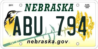 NE license plate ABU794