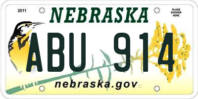 NE license plate ABU914