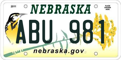 NE license plate ABU981