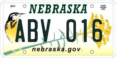 NE license plate ABV016