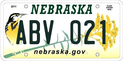 NE license plate ABV021