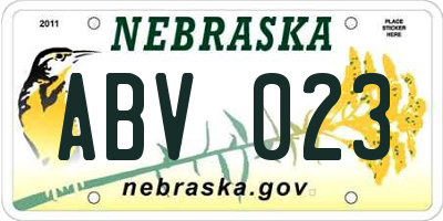 NE license plate ABV023