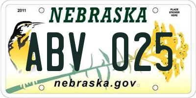 NE license plate ABV025
