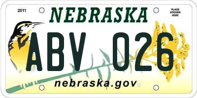 NE license plate ABV026