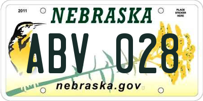 NE license plate ABV028