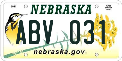 NE license plate ABV031