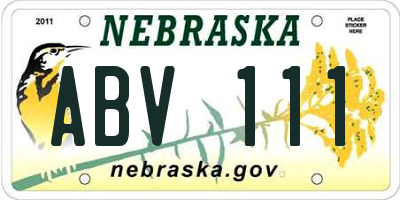 NE license plate ABV111