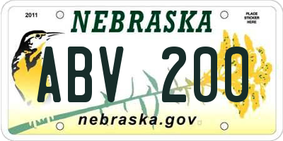 NE license plate ABV200