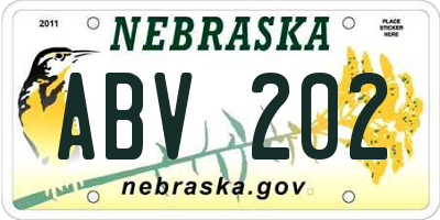 NE license plate ABV202
