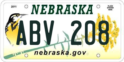 NE license plate ABV208