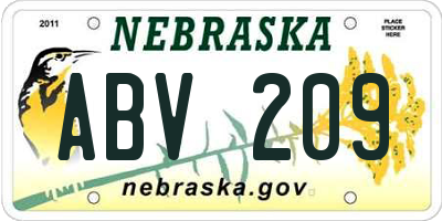NE license plate ABV209
