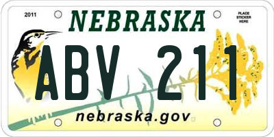 NE license plate ABV211