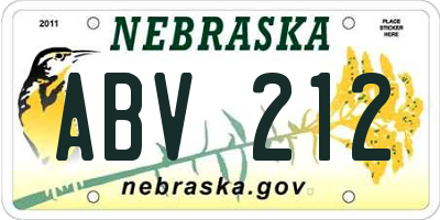 NE license plate ABV212