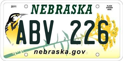 NE license plate ABV226