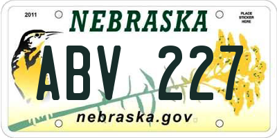 NE license plate ABV227