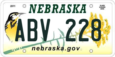 NE license plate ABV228