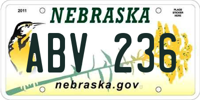 NE license plate ABV236